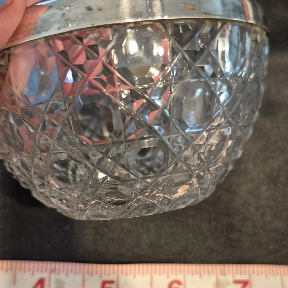 Vintage Sterling Silver Plated Crystal Cream And Sugar Set